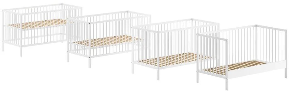 Бяло детско креватче 70x140 cm от масивен бор DINO – Vipack