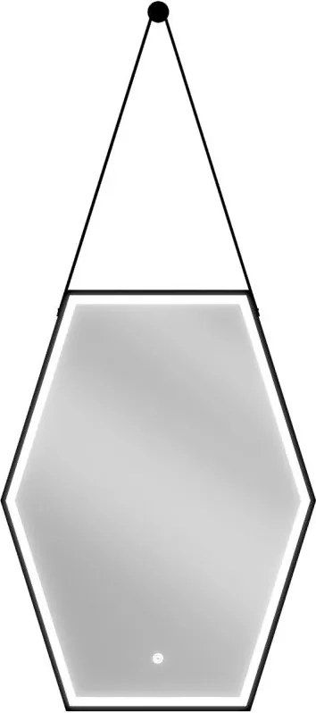 Mexen Orla огледало за баня с подсветка 60 x 80 см, LED 6000K, антизамъгляване, черна рамка - 9815-060-080-611-70