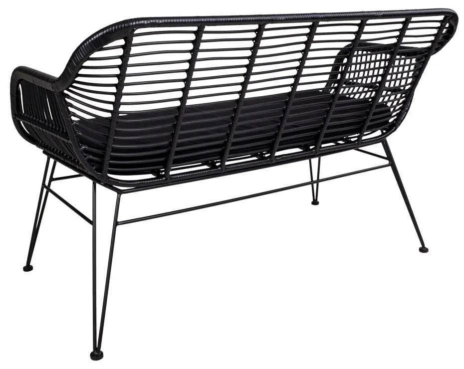 Черен градински диван от изкуствен ратан Trieste - House Nordic