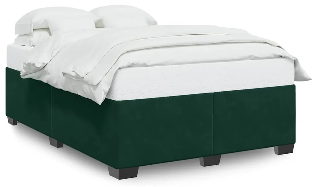 3284646 vidaXL Рамка за легло без матрак, тъмнозелена, 160x200 см, кадифе
