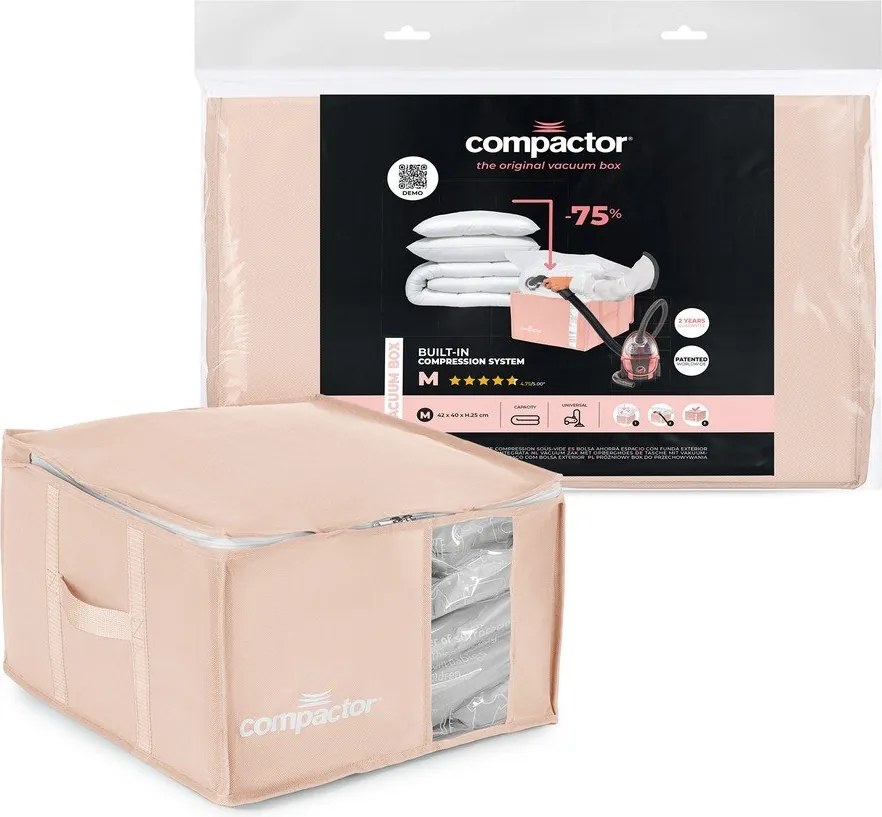 Вакуумна пластмасова кутия за съхранение на дрехи 42x40x25 cm Pink Edition – Compactor