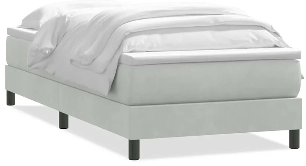 3315909 vidaXL Боксспринг легло с матрак, светлосиво, 100x210 см, кадифе