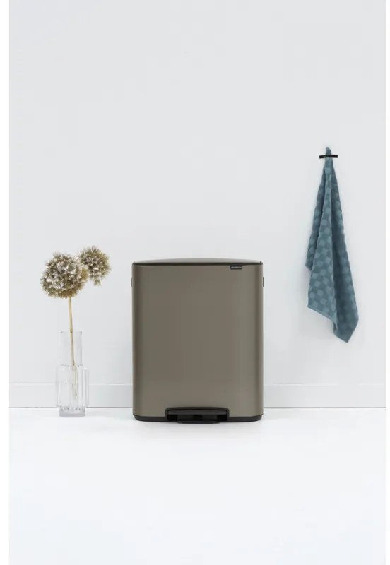 Кош за боклук Brabantia Bo Pedal 1003184, 60 л, Леко затваряне, Противоплъзгаща основа, Сив