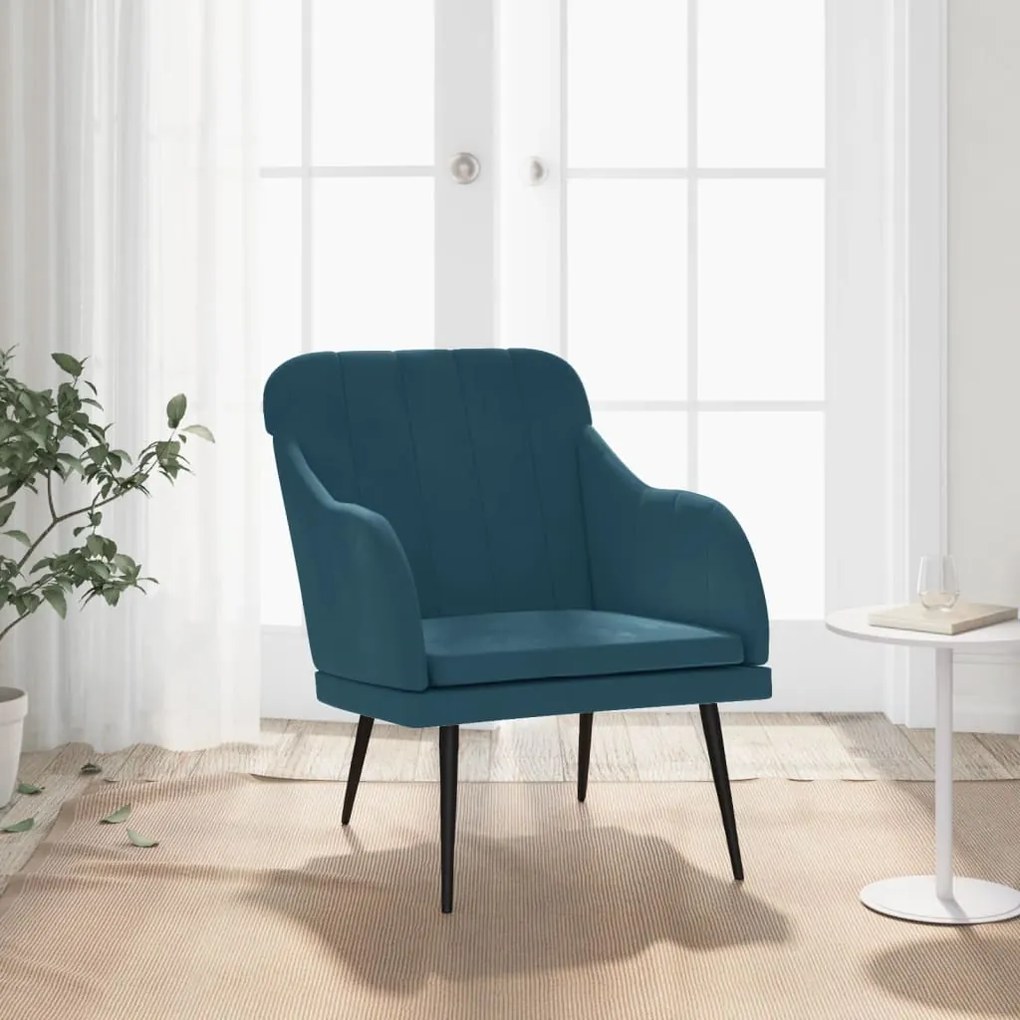 Sonata H Кресло, синьо, 63x76x80 см, кадифе