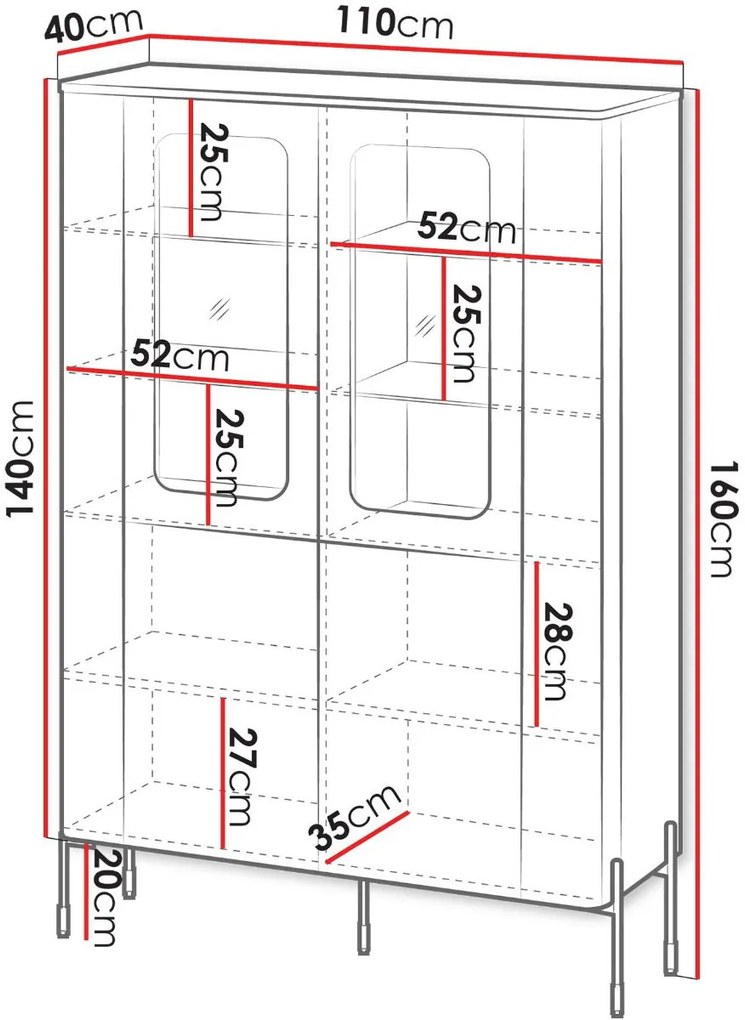 Витрина Vera 110-бяла