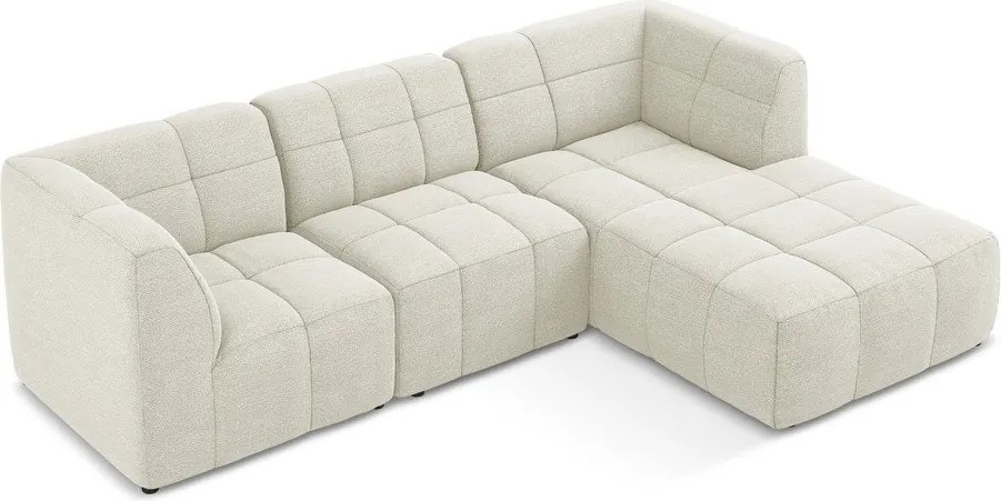 Бежов ъглов диван от прежда с примки от букле (десен ъгъл) Aloha – Makamii