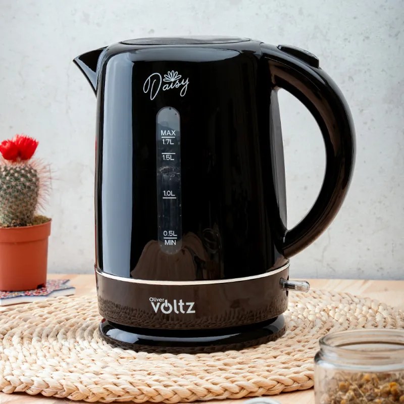 Електрическа кана Oliver Voltz Daisy OV51230W, 2200W, 1.7 л, Автоматично изключване, Черeн