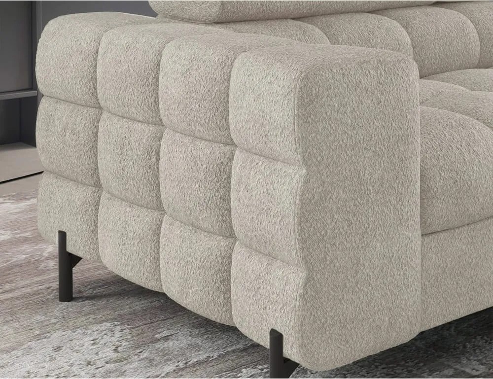 Кремав разтегателен ъглов диван с място за съхранение от букле (десен ъгъл L форма) Ferucce – ELTAP