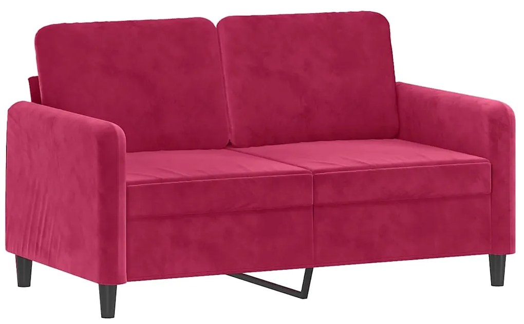359436 vidaXL 2-местен диван, виненочервен, 120 см, кадифе
