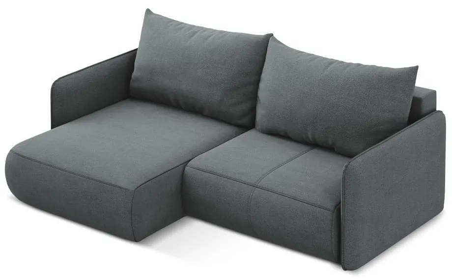 Сив разтегателен ъглов диван с място за съхранение (ляв ъгъл) Nanea – Makamii