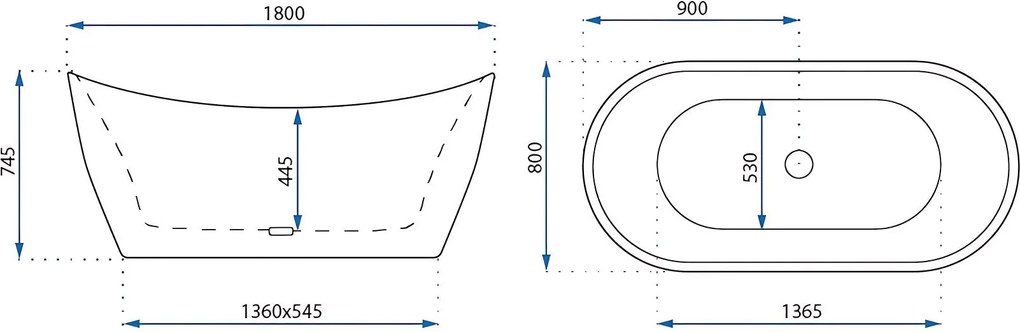 Свободностояща акрилна Вана Rea Ferrano Slim 180