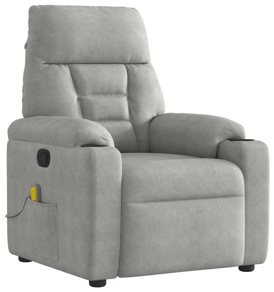 4015571 vidaXL Масажен реклайнер стол, светлосив, микрофибърен текстил