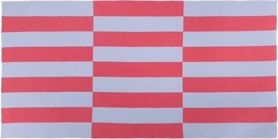 Червена/светлосиня памучна плажна кърпа 100x160 cm Su – noo.ma