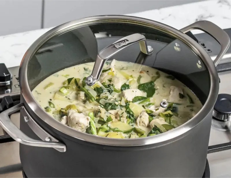 Комплект тенджери и тигани Ninja Zerostick Premium C35005DE, 9 части, Незалепваща технология, До 260C, Индукция, Черен