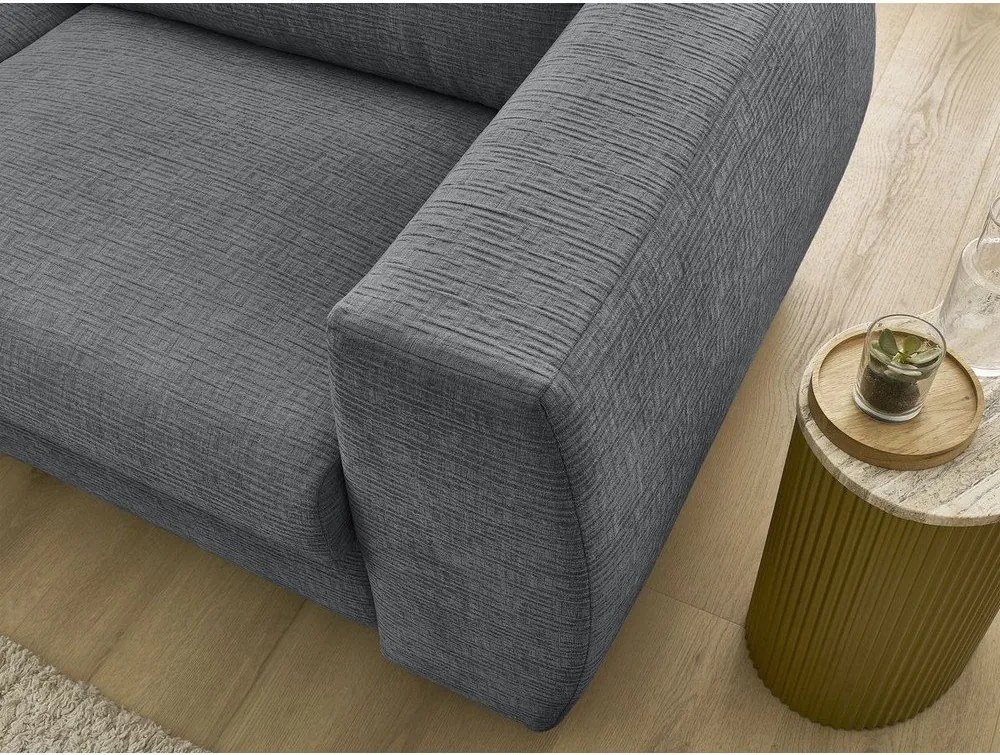 Тъмносив шенилов диван за ежедневно спане/сгъваем 220 cm Hugo – Bobochic Paris