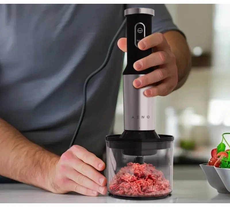 Пасатор, чопър и миксер 3в1 AENO AHB0004B, 1200W, 0.5 л, 18 степени, Турбо, DC мотор, Черен/инокс