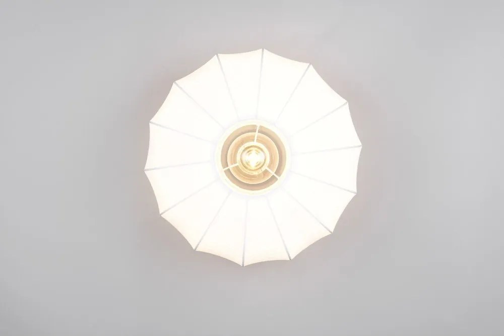 Бяло метално осветително тяло за таван с текстилен абажур ø 40 cm Madleine – Reality