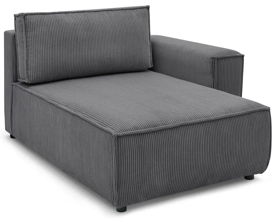 Тъмносив модул за диван от велур, десен ъгъл Nihad modular - Bobochic Paris