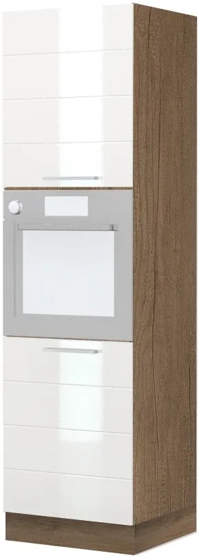 Висок подов шкаф за фурна Hudson K21-60-2KR-Walnut - White