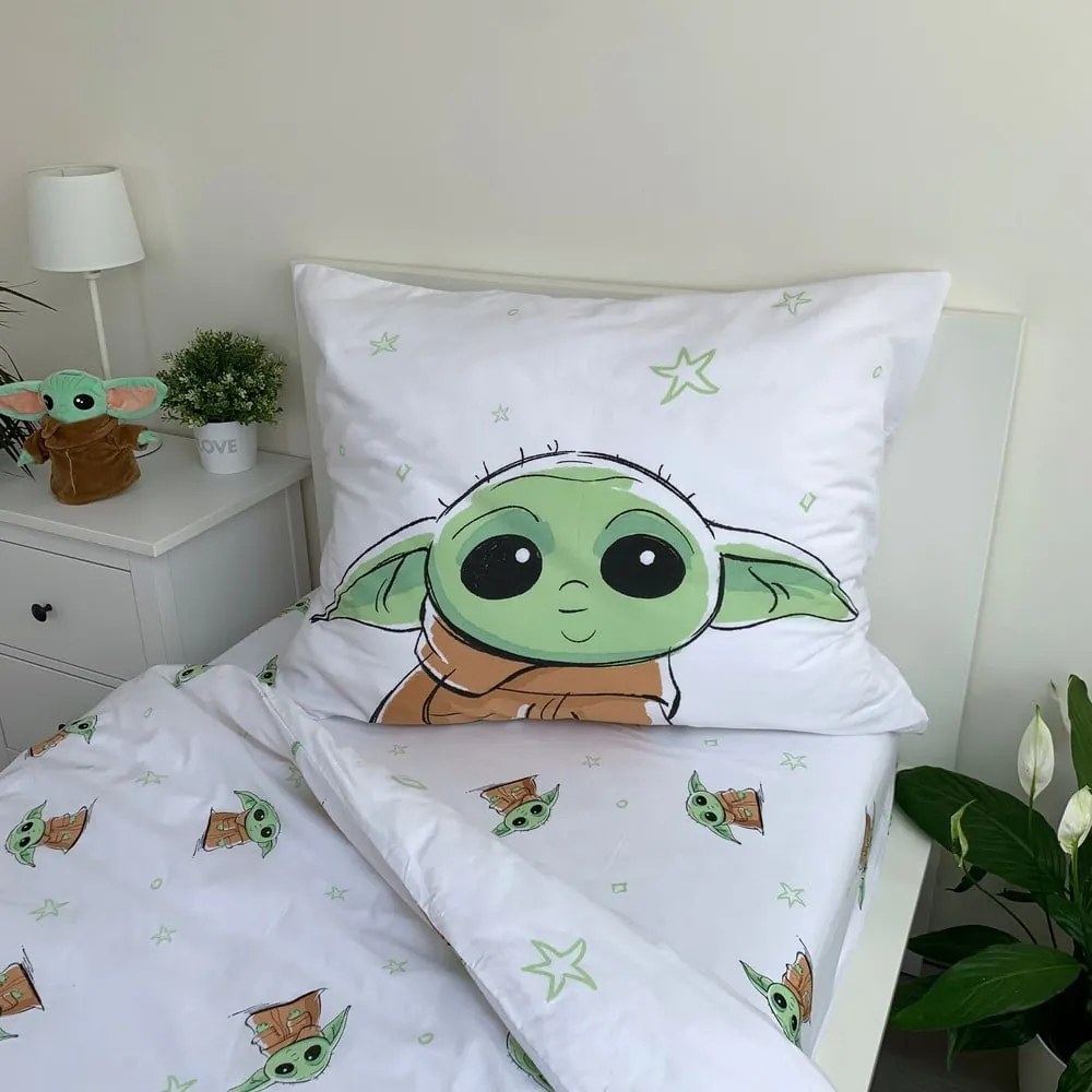 Памучно детско спално бельо за единично легло 140x200 cm Star Wars Baby Yoda - Jerry Fabrics