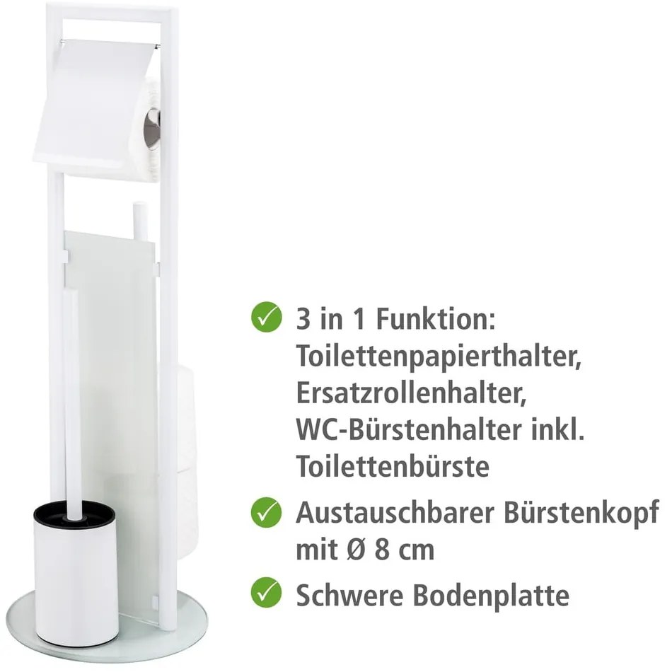 Бяла поставка за тоалетна хартия стойка с четка от неръждаема стомана Ravina – Wenko