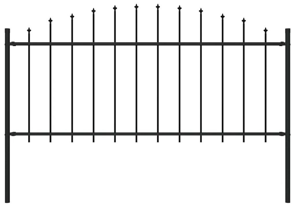 Sonata Градинска ограда с връх пика, стомана, (0,5-0,75)x1,7 м, черна