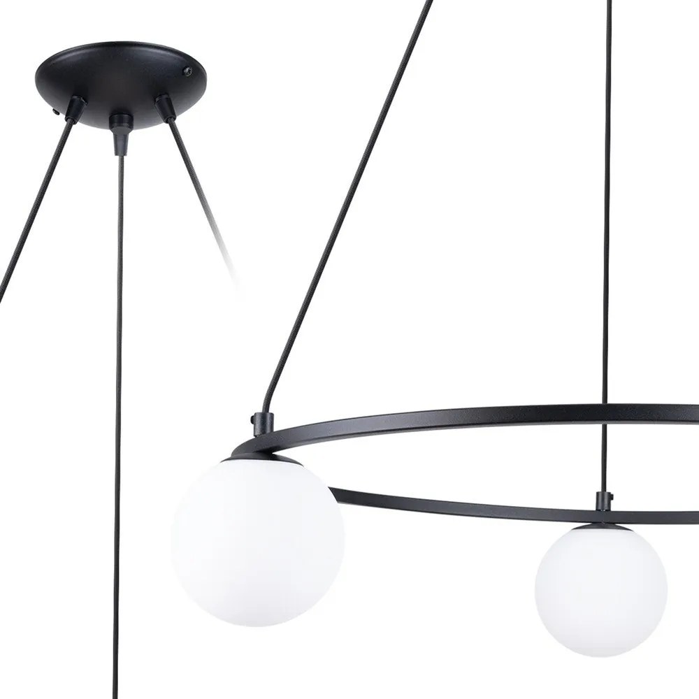 Бяло/черно висящо осветително тяло със стъклен абажур Umerta – Sollux