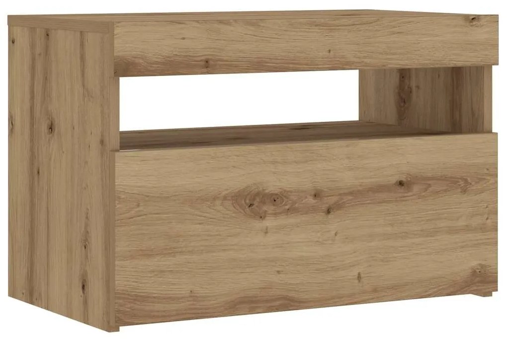 3329176 vidaXL Нощно шкафче с LED светлини Artisan Oak 60x35x40 cm