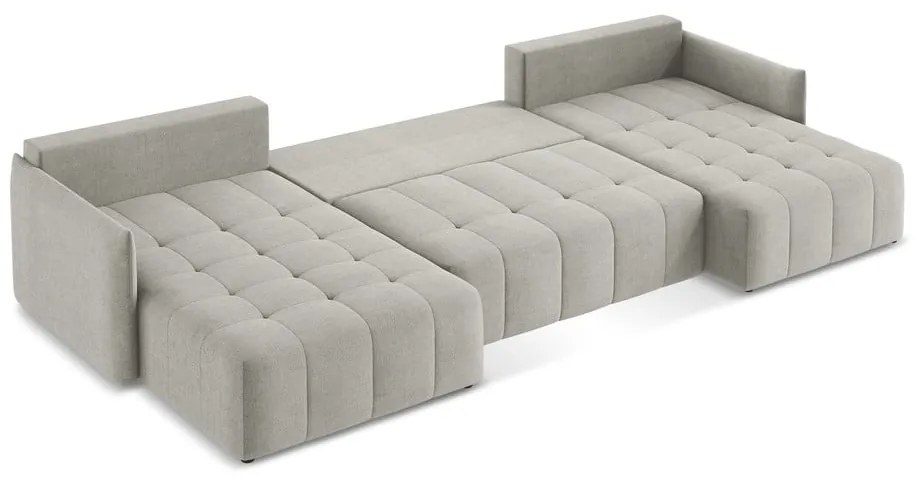 Светлосив разтегателен ъглов диван с място за съхранение (U форма) Moku – Makamii