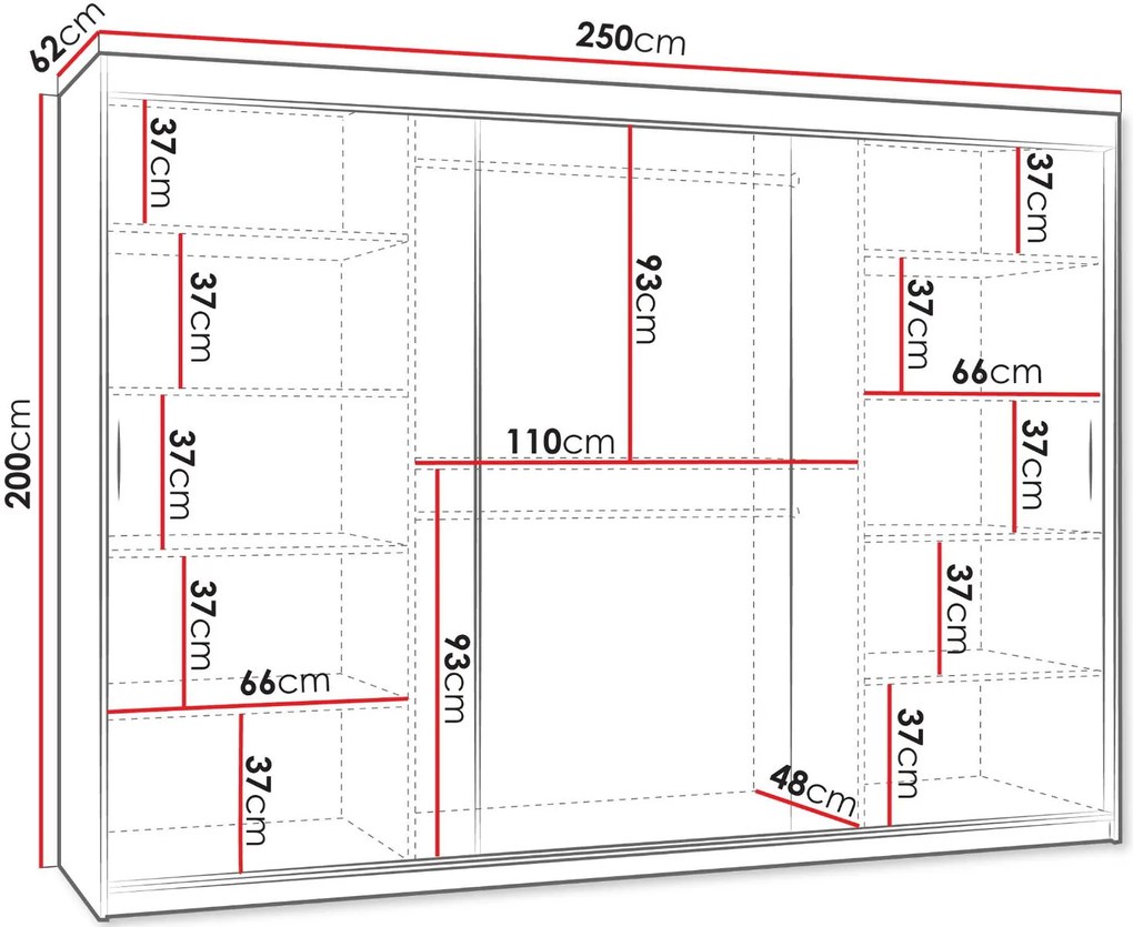 Гардероб Selfie 250 плъзгащ-Черно
