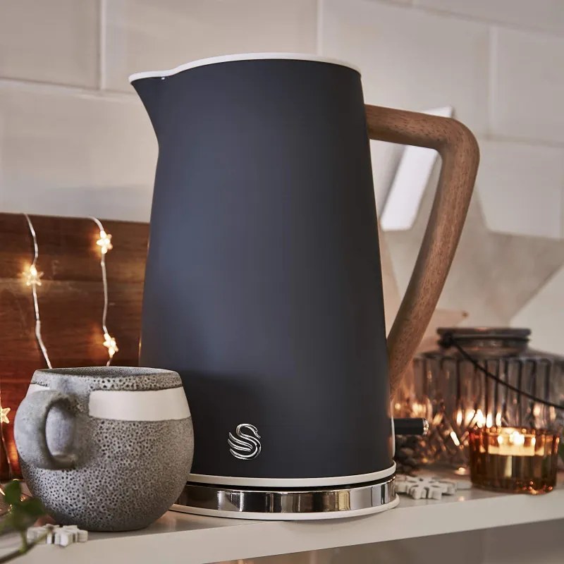 Разопакован: Електрическа кана Swan SK14610GRYN, 3000W, 1.7L, Неръждаема стомана, Миещ се филтър, Сив