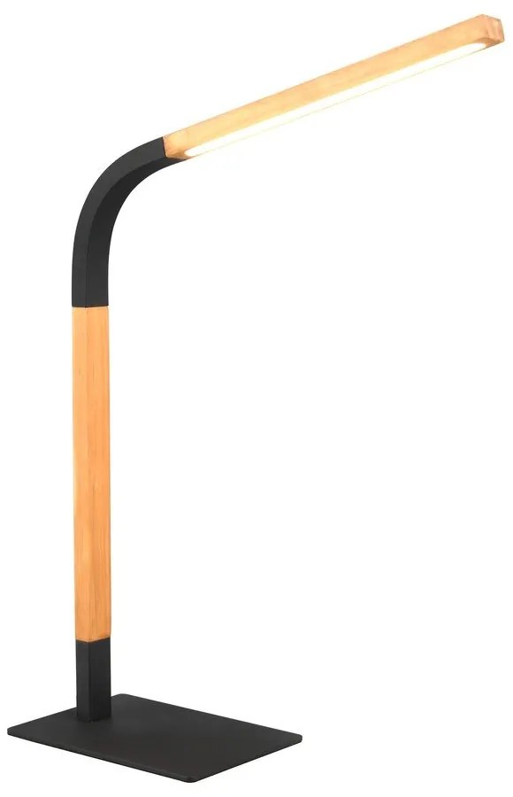 LED настолна лампа с възможност за димиране в черен и естествен цвят с дървен абажур (височина 73,5 см) Norris - Trio