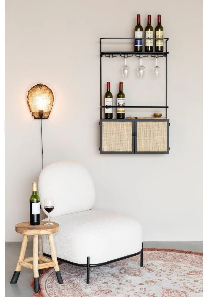 Черна ратанова стойка за вино 18x100 cm Guuji - White Label