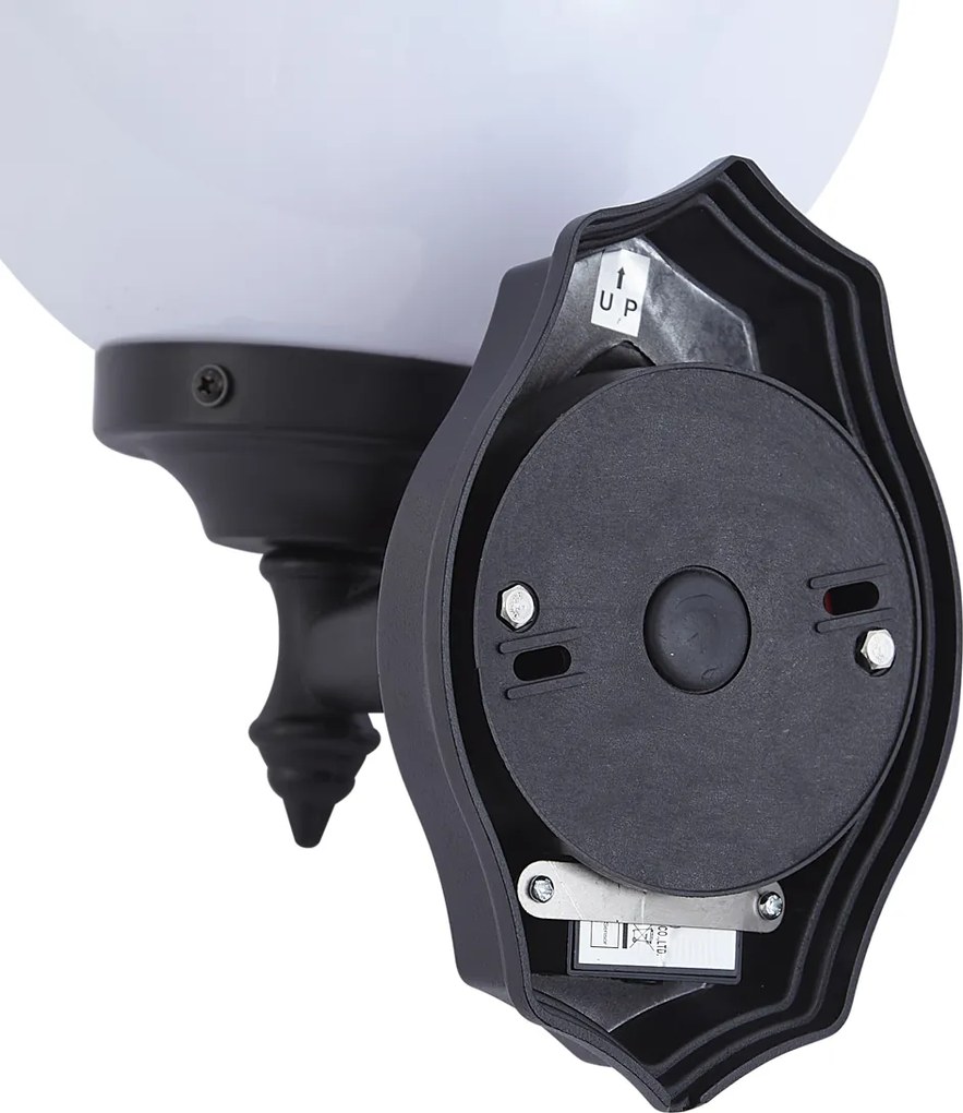 Класическа външна стенна лампа черна с опалово стъкло IP44 със сензор за движение - Champs