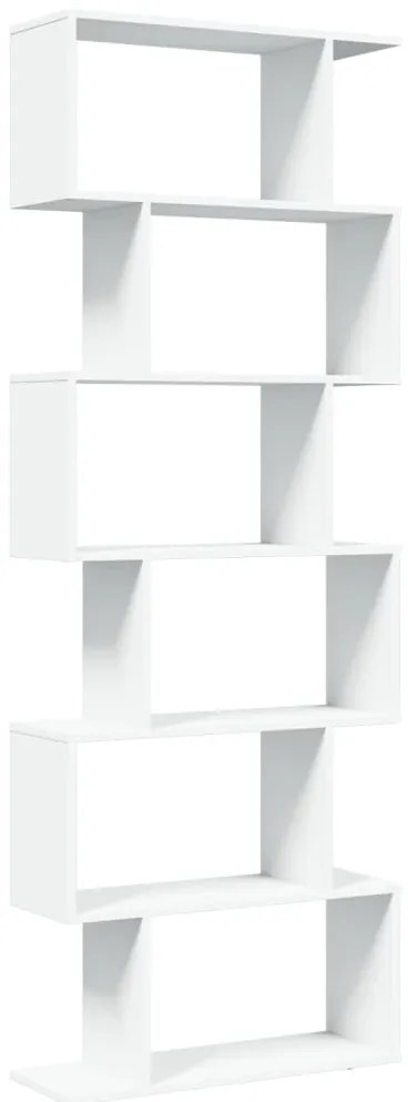 858084 vidaXL Разделител за стая / библиотека, бял, 6 нива, 70x24x193 см