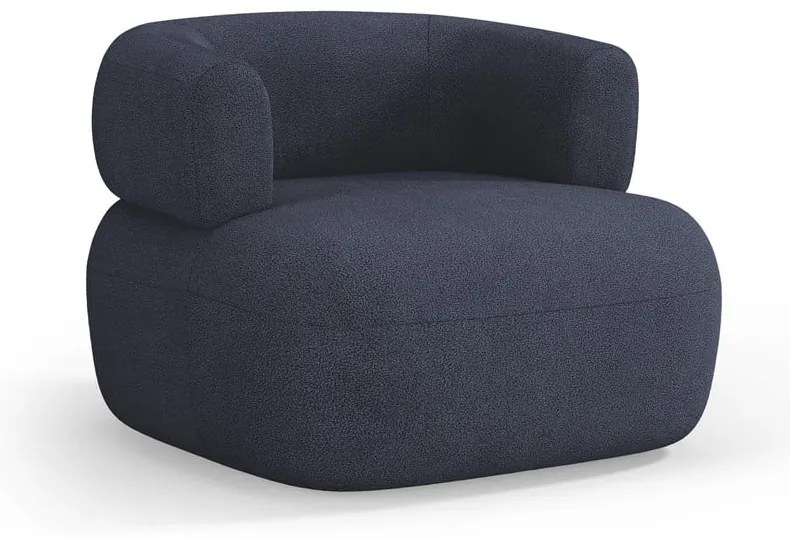Тъмносиньо кресло от плат букле Jenny – Micadoni Home