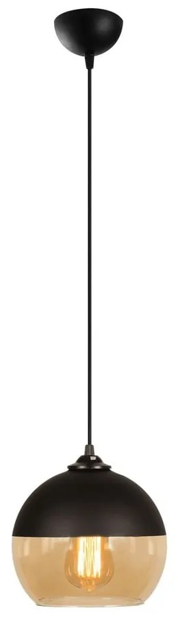 Висящо осветително тяло в цвят жълта охра и черно със стъклен абажур ø 20 cm Camini – Opviq lights