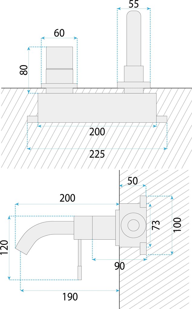 СМЕСИТЕЛ за вграждане Rea Lungo Diamond Gold + BOX