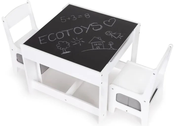 Детски комплект мебели дървена маса + 2 стола