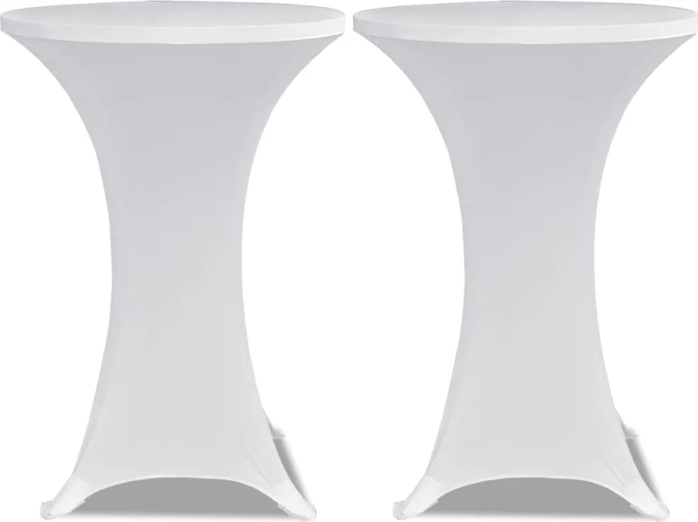 241203 vidaXL Еластични покривки за бар маси, диаметър 80 см, бели – 2 броя