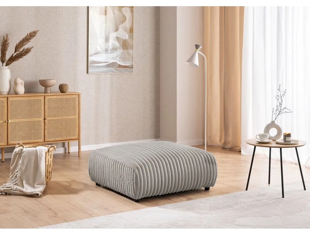 Светлосива табуретка от рипсено кадифе Justin – Ropez