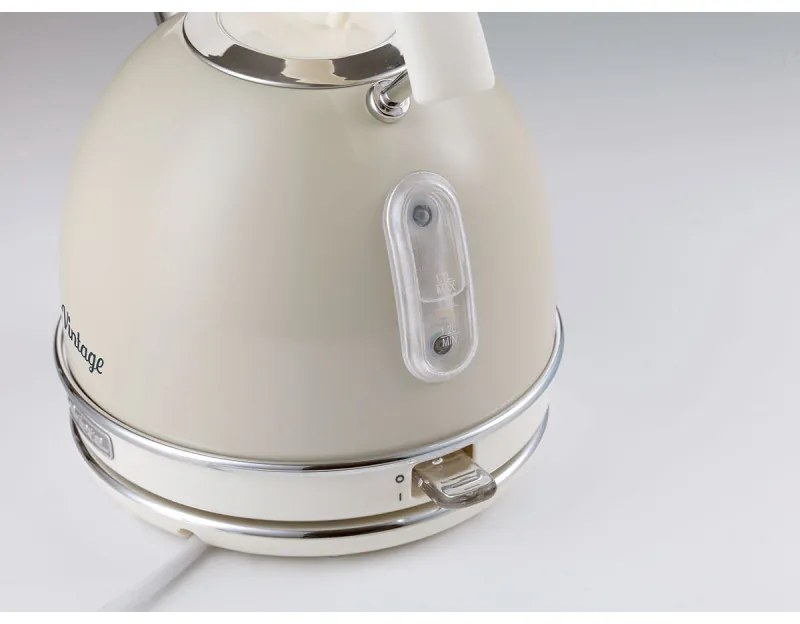 Електрическа кана/чайник Ariete VINTAGE 2877/03, 2000W, 1.7 л, Стоманен корпус, Студена повърхност, 360 основа, Бежов