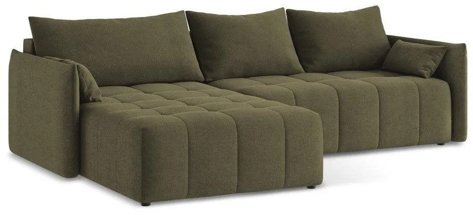 Разтегателен ъглов диван с място за съхранение в цвят каки (ляв ъгъл) Moku – Makamii