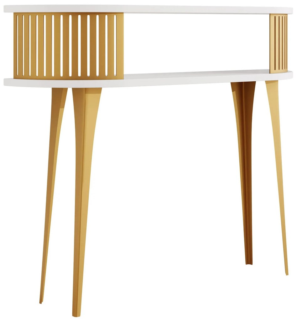 Конзолна маса Roenni-Бяло - Злато