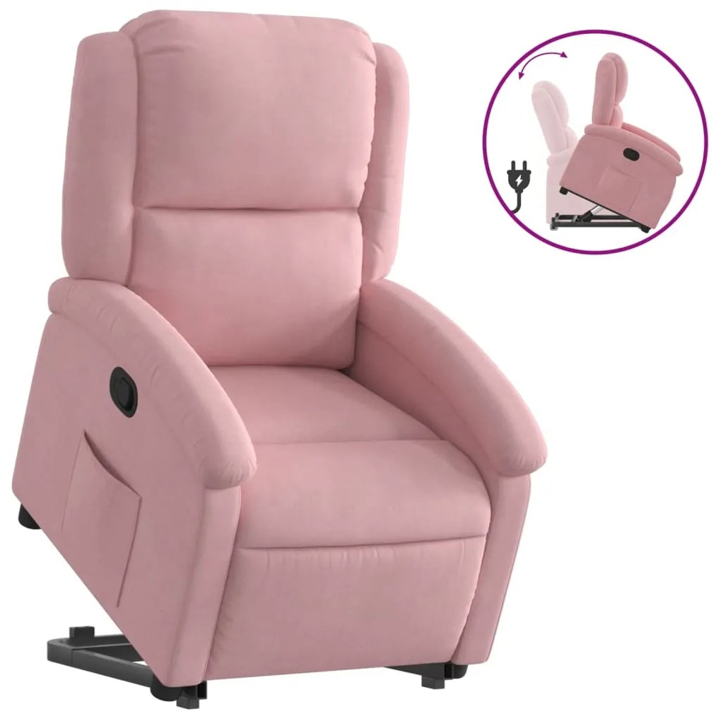 3204304 vidaXL Изправящ наклоняем стол, розов, кадифе