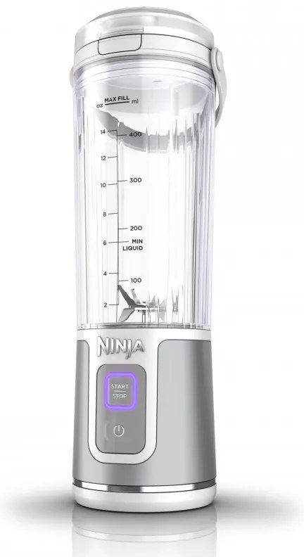 Преносим блендер Ninja Blast BC151EUWH, 7.4W, 530 мл, Стоманен нож с 6 остриета, Трошене на лед, До 10 цикъла, Без BPA, USB-C, Бял