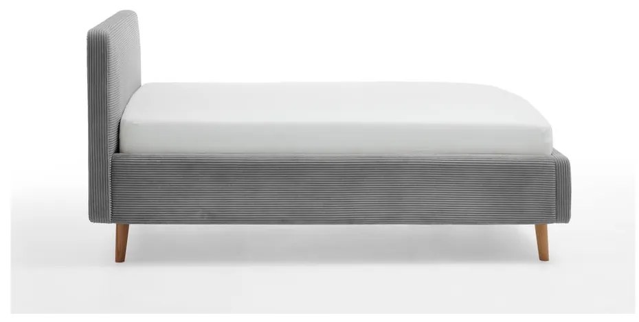 Сиво единично легло 120x200 cm тапицирано без ламелно дъно Mattis – Meise Möbel