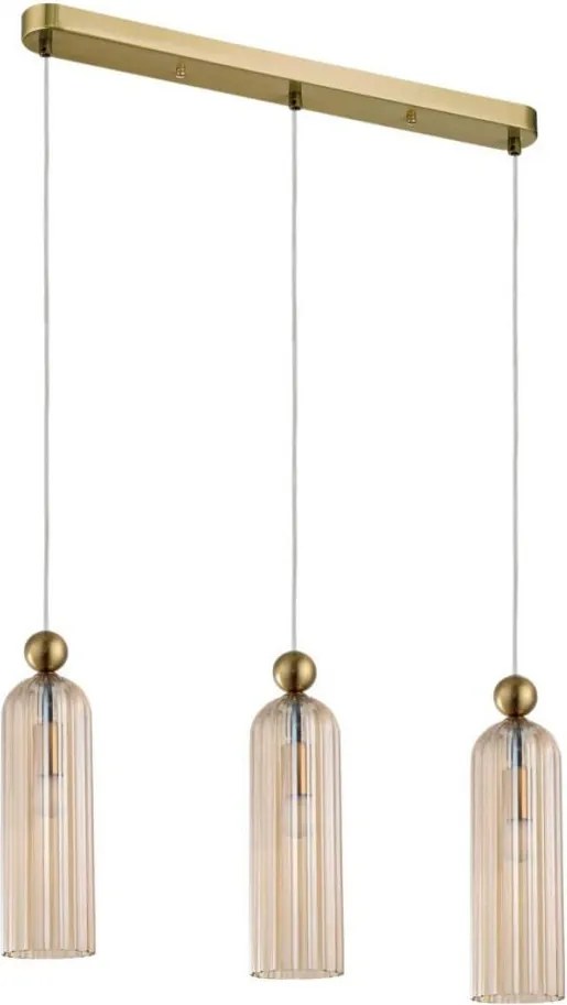 Полилей на кабел PIEGA 3xE14/40W/230V месинг/опушено бежово