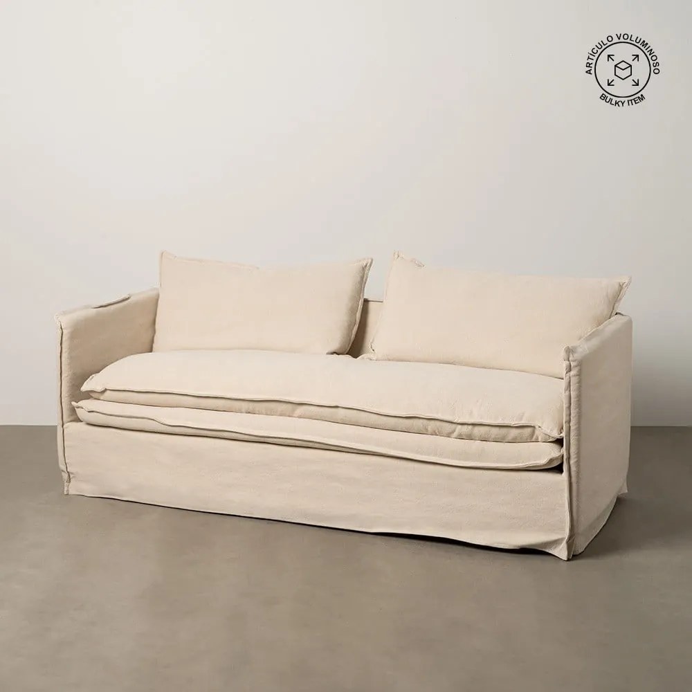 Кремав ленен диван 210 cm – Ixia