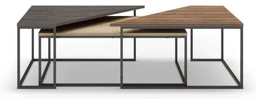 Масички за кафе в комплект от 3 броя с плот от орехово дърво в естествен цвят 70x110 cm Titan - Marckeric